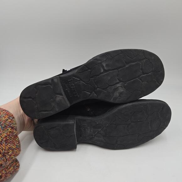 Born Women's Size 11 M Cross Black Leather Fringe Side Zip Ankle Boots Boho - Picture 5 of 7